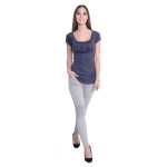 Damen Shirt Tunika mit Raffungen U-Ausschnitt ;