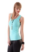 Damen Basic Tank Top Shirt Longshirt; Mintgrün S/M...