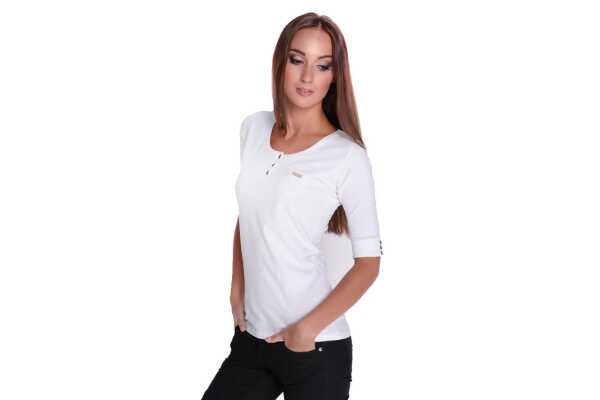 Damen Shirt mit Brusttasche Sportlich & elegant; Weiß/S/M 36/38