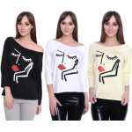 Damen Longshirt mit Druck 3/4 Arm Top Styling,