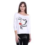 Damen Longshirt mit Druck 3/4 Arm Top Styling,