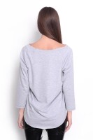 Damen Longshirt mit Druck 3/4 Arm Top Styling,  Grau Meliert/S/M 36/38
