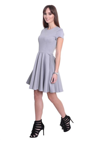 Damen Kleid Klassisches Minikleid Glockenform; Grau Meliert/S/M 36/38