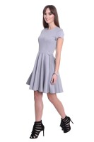 Damen Kleid Klassisches Minikleid Glockenform; Grau...