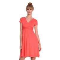 Damen Kleid Dress V-Ausschnitt ; Koralle XS/S 34/36