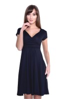Damen Kleid Dress V-Ausschnitt ; Dunkelblau 2XL/3XL 44/46
