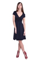 Damen Kleid Dress V-Ausschnitt ; Dunkelblau 2XL/3XL 44/46