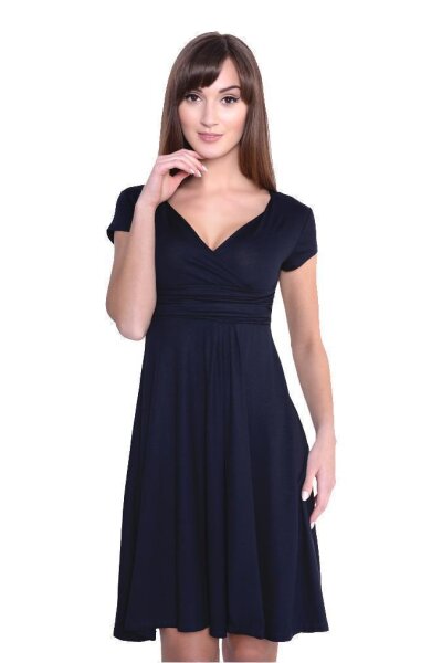 Damen Kleid Dress V-Ausschnitt ; Dunkelblau 3XL/4XL 46/48