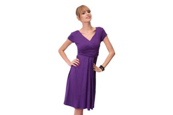 Damen Kleid Dress V-Ausschnitt ; Violett M/L 38/40
