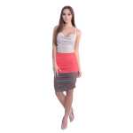 Kleid Sommer-Kleid mit Raffungen ; Beige-Koralle L/XL 40/42