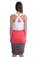 Kleid Sommer-Kleid mit Raffungen ; Weiß-Koralle S/M 36/38