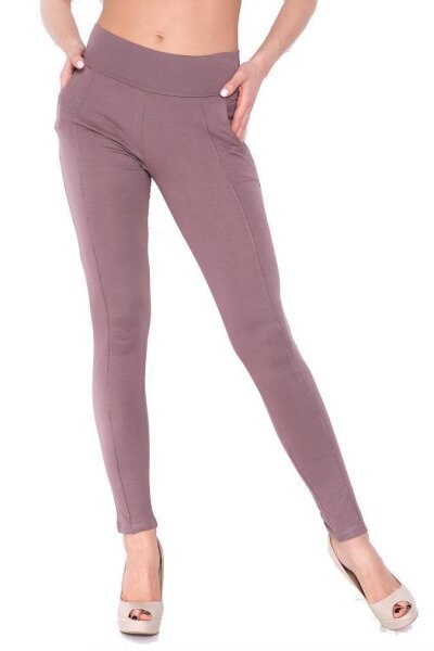 Damen Treggings Jeggings Leggings Hose mit Taschen; Cappuccino/M/L 38/40