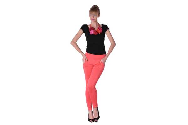 Damen Treggings Jeggings Leggings Hose mit Taschen; Koralle/M/L 38/40