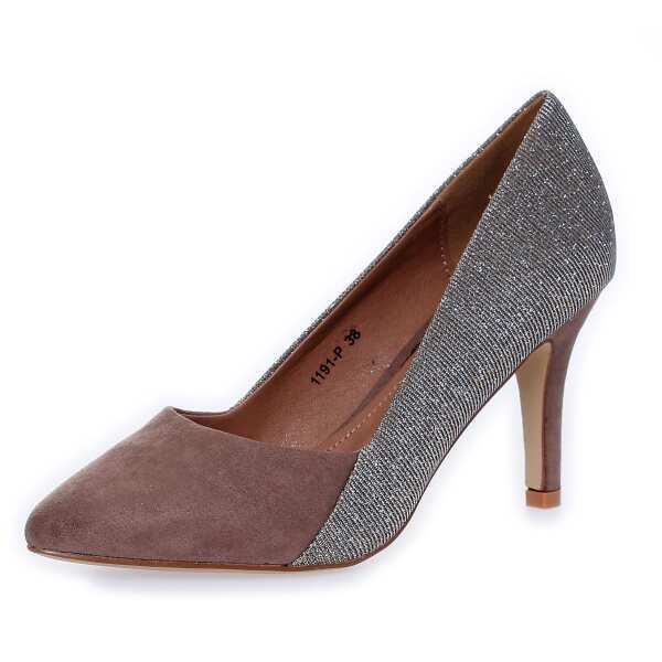 High Heels Stilettos mit Glitzer; Beige/Gold/37