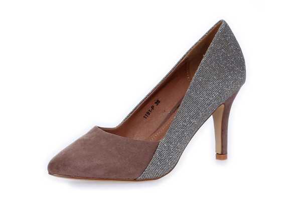 High Heels Stilettos mit Glitzer; Beige/Gold/39