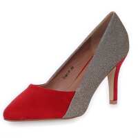 High Heels Stilettos mit Glitzer; Rot/Gold/38