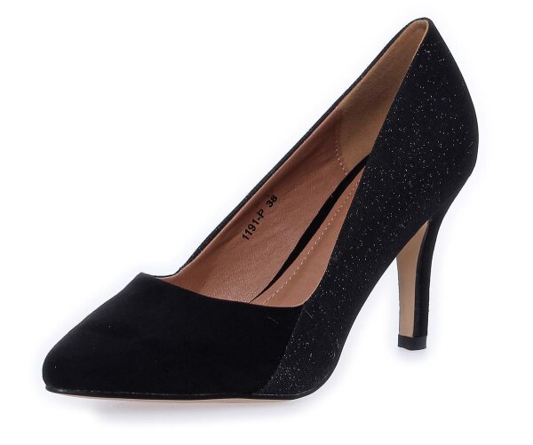 High Heels Stilettos mit Glitzer; Schwarz/Schwarz/40