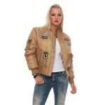 Damen Bomberjacke – Übergangsjacke mit Strickkragen & Patches