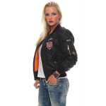 Damen Bomberjacke – Übergangsjacke mit Strickkragen & Patches