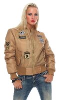 Damen Bomberjacke – Übergangsjacke mit Strickkragen & Patches