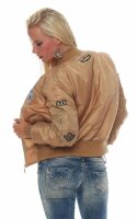 Damen Bomberjacke – Übergangsjacke mit Strickkragen & Patches