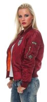 Damen Bomberjacke – Übergangsjacke mit Strickkragen & Patches