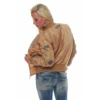 Damen Bomberjacke – Übergangsjacke mit Strickkragen & Patches