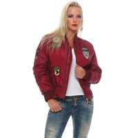 Damen Bomberjacke – Übergangsjacke mit Strickkragen & Patches