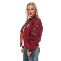 Damen Bomberjacke – Übergangsjacke mit Strickkragen & Patches
