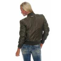Damen Bomberjacke – Übergangsjacke mit Strickkragen & Patches