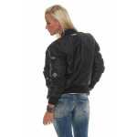 Damen Bomberjacke – Übergangsjacke mit Strickkragen & Patches