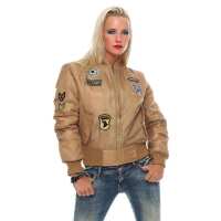Damen Bomberjacke mit Patches, Stone XS