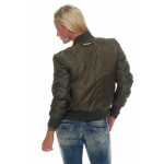 Damen Bomberjacke mit Patches, Khaki L