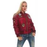 Damen Bomberjacke mit Patches, Bordo S