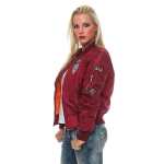 Damen Bomberjacke mit Patches, Bordo S