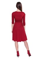 Kleid Knielang mit Raffungen Wickeloptik, V-Ausschnitt + MAMA Umstandsmode, Bordo XS/S 34/36