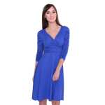 Kleid Knielang mit Raffungen Wickeloptik, V-Ausschnitt +...