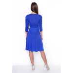 Kleid Knielang mit Raffungen Wickeloptik, V-Ausschnitt + MAMA Umstandsmode, Blau 3XL/4XL 46/48