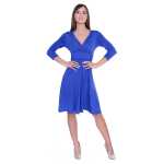 Kleid Knielang mit Raffungen Wickeloptik, V-Ausschnitt + MAMA Umstandsmode, Blau 3XL/4XL 46/48