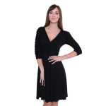 Kleid Knielang mit Raffungen Wickeloptik, V-Ausschnitt +...