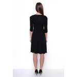Kleid Knielang mit Raffungen Wickeloptik, V-Ausschnitt + MAMA Umstandsmode, 8199 Schwarz 2XL/3XL 44/46