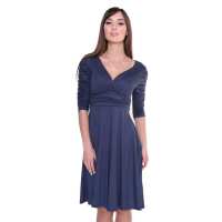Kleid Knielang mit Raffungen Wickeloptik, V-Ausschnitt +...