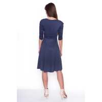 Kleid Knielang mit Raffungen Wickeloptik, V-Ausschnitt + MAMA Umstandsmode, 8199 Grafit S/M 36/38