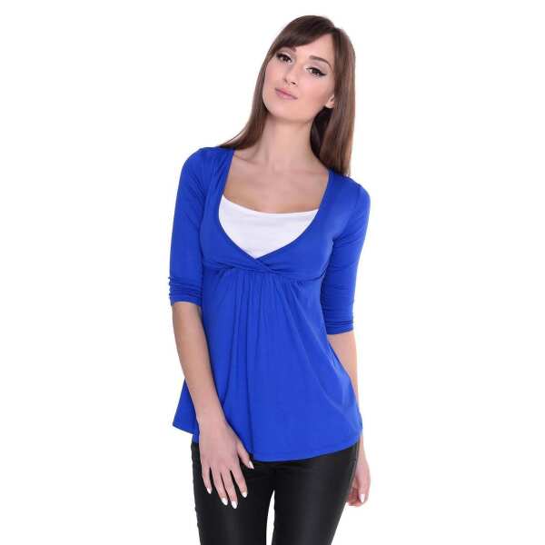 Longshirt weit geschnitten + MAMA Umstandsmode  ; Blau XS/S 34/36