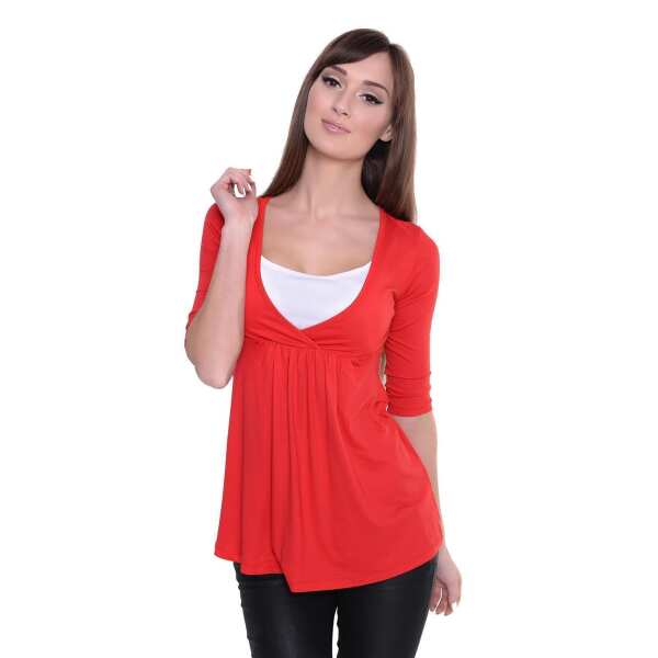 Longshirt weit geschnitten + MAMA Umstandsmode  ; Rot XS/S 34/36