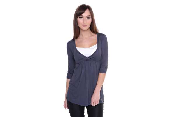 Longshirt weit geschnitten + MAMA Umstandsmode  ; Grafit XS/S 34/36