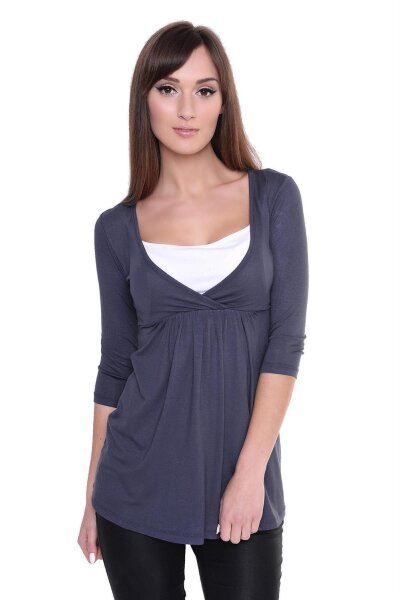 Longshirt weit geschnitten + MAMA Umstandsmode  ; Grafit L/XL 40/42