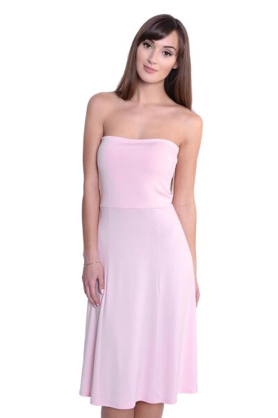 Damen Bandeau Bandeaukleid Sommer Kleid; Puderrosa L/XL 40/42