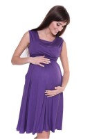 Kleid mit Raffungen V-Ausschnitt + MAMA Umstandsmode; Violett/XL/2XL 42/44