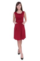 Kleid mit Raffungen V-Ausschnitt + MAMA Umstandsmode; Bordo/XL/2XL 42/44